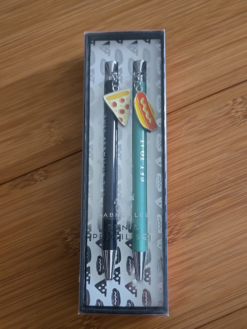 New Food Charm Pen & Pencil Set - Black & Mint